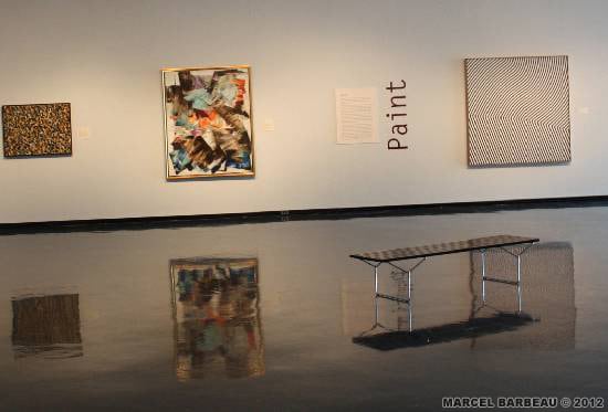 Author :Andrew Kear, Associate Curator of Canadian Historical Art Date : 20/08/2009 In the usual order:"Ouvri" by Marcel Barbeau (1956), "Arbre du Tenarem", by Marcelle Ferron (1962) et "Rétina 999" by Marcel Barbeau (1966).