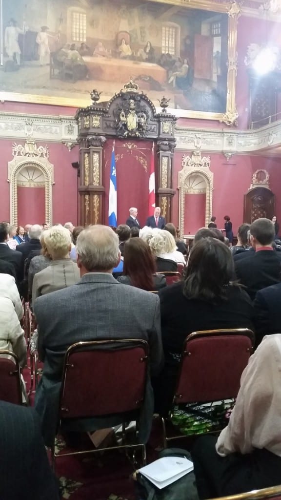 Discours du ministre Philippe Couillard à la remise des insignes de l'Ordre national du Québec. 2015.